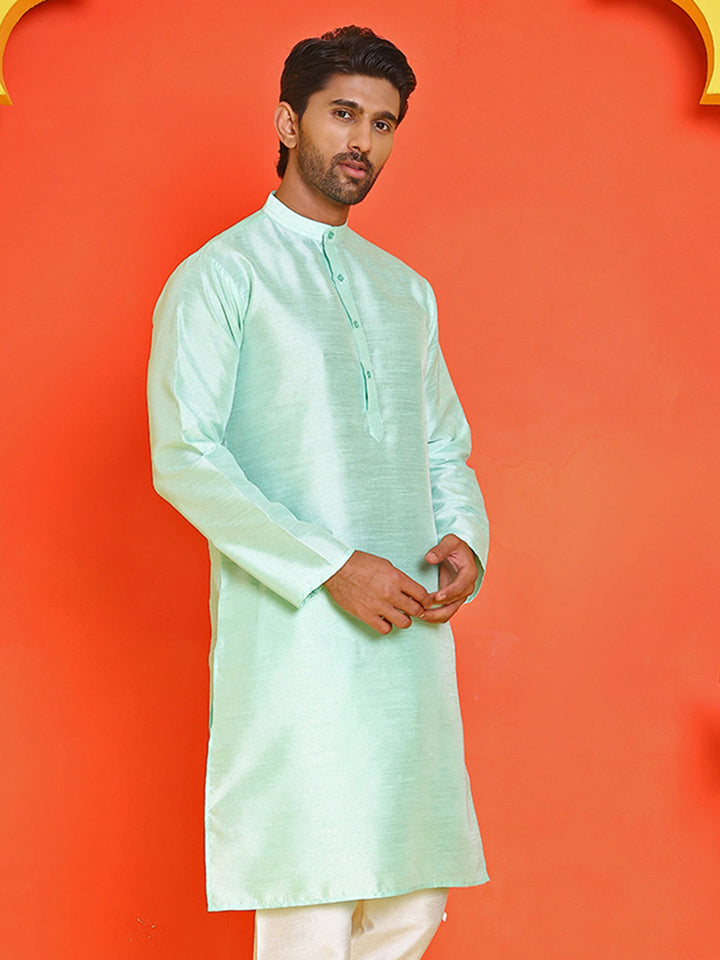 Solid Dupion Silk Kurtas For Men