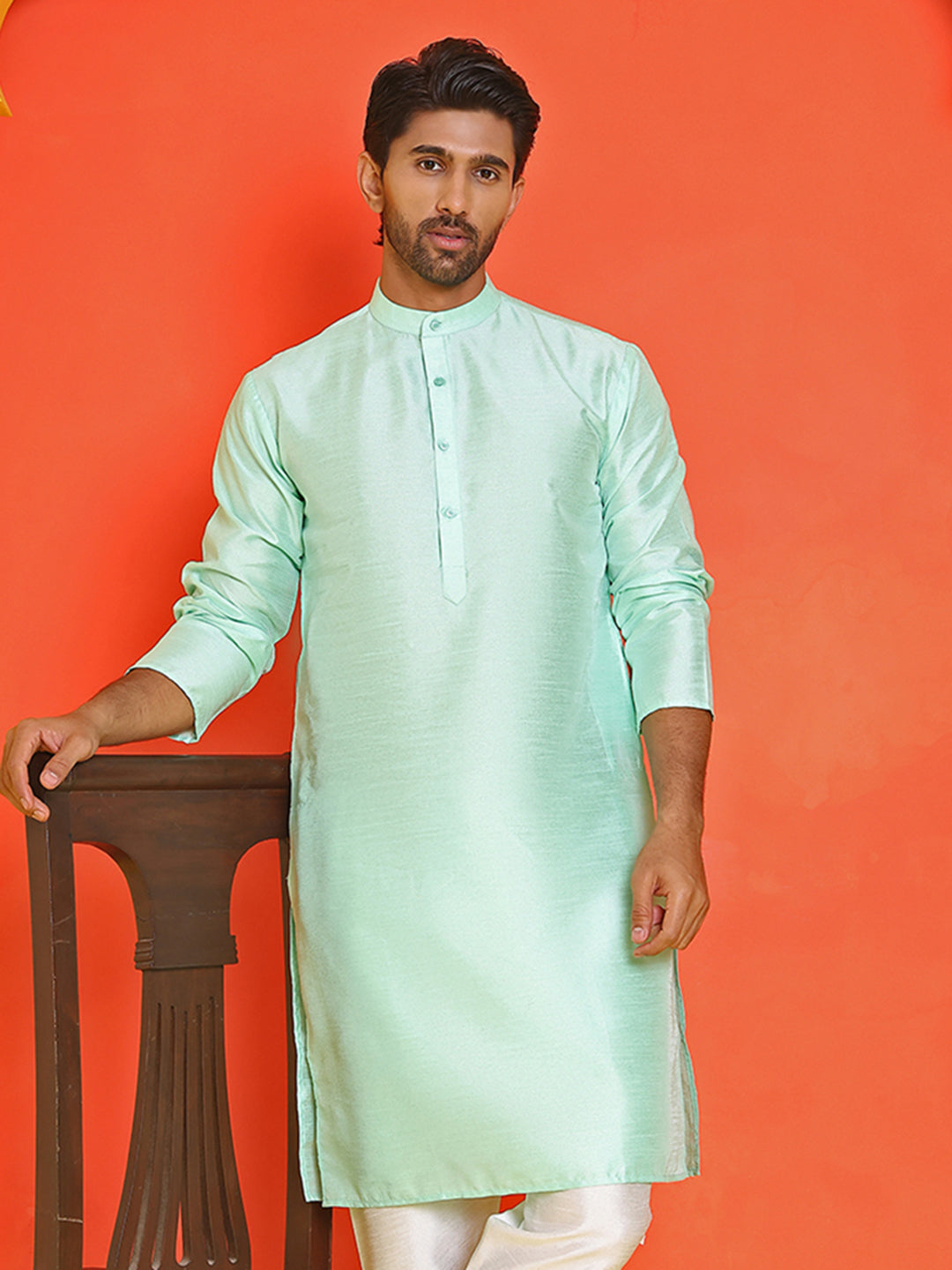 Solid Dupion Silk Kurtas For Men