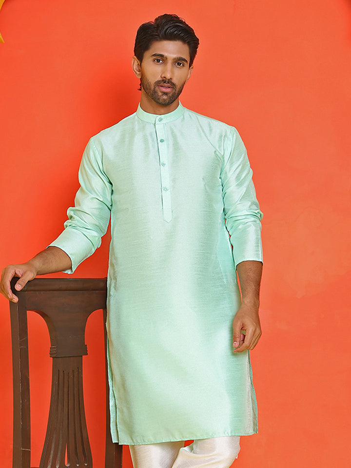 Solid Dupion Silk Kurtas For Men