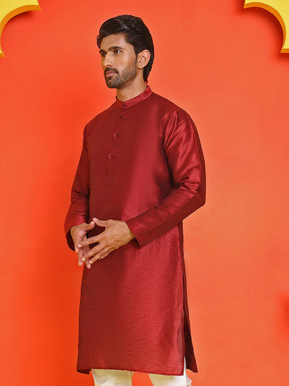 Solid Dupion Silk Kurtas For Men