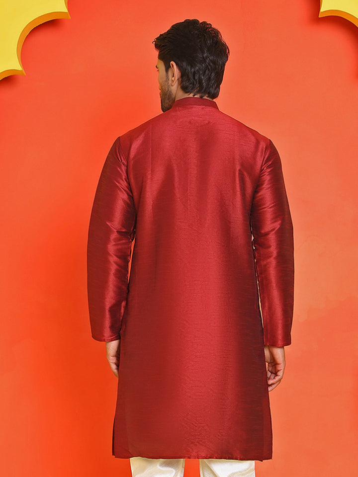Solid Dupion Silk Kurtas For Men