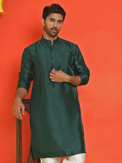 Solid Dupion Silk Kurtas For Men