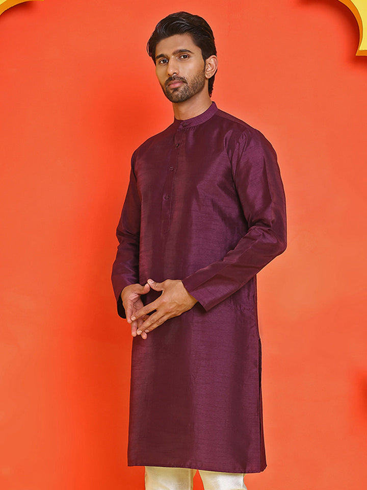 Solid Dupion Silk Kurtas For Men