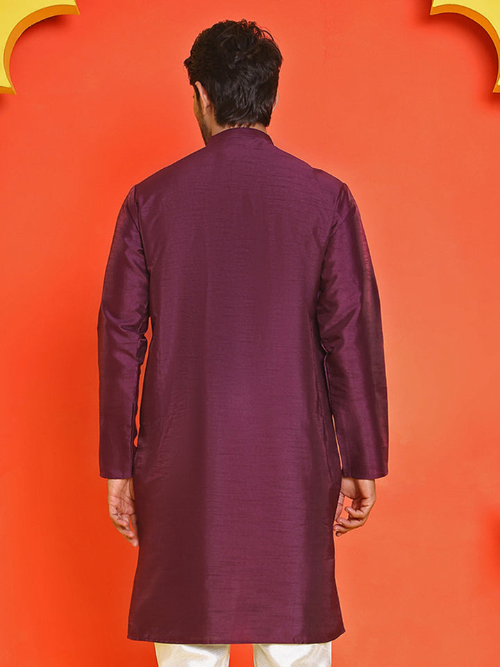Solid Dupion Silk Kurtas For Men