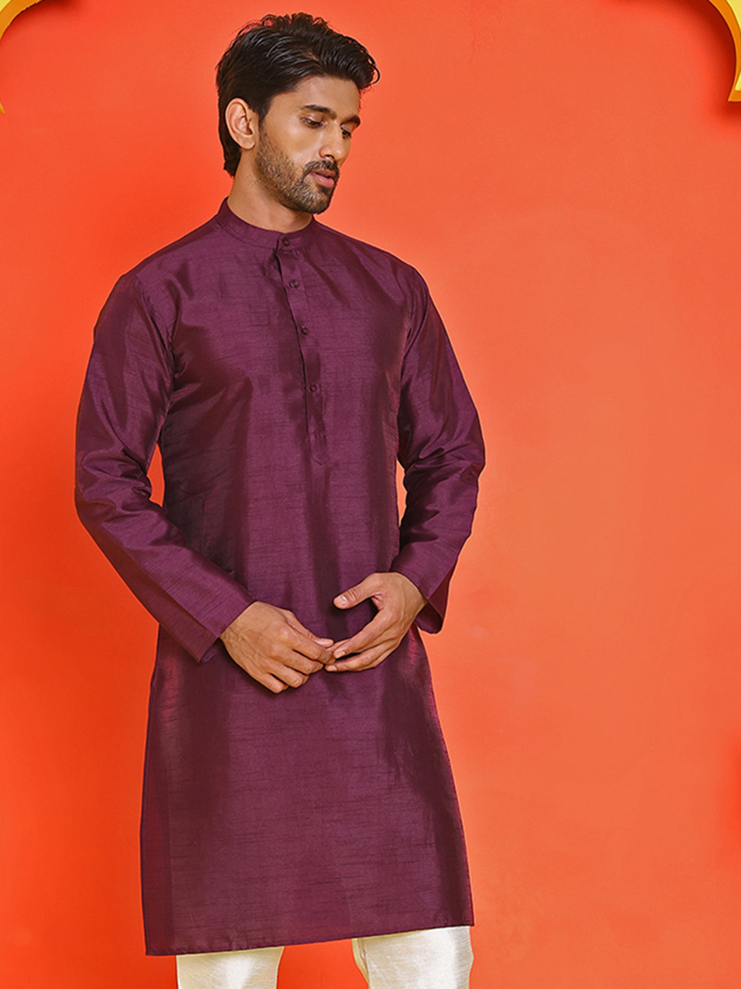 Solid Dupion Silk Kurtas For Men