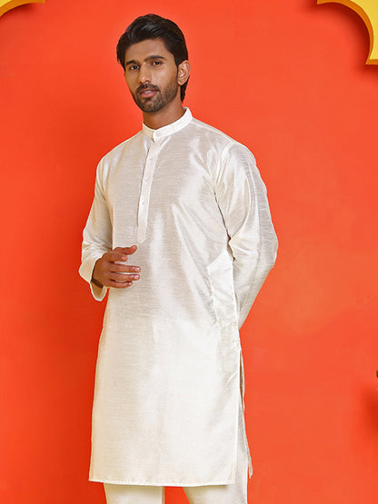 Solid Dupion Silk Kurtas For Men