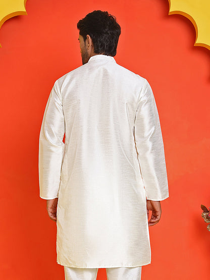 Solid Dupion Silk Kurtas For Men