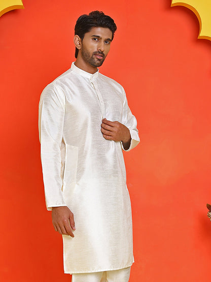 Solid Dupion Silk Kurtas For Men