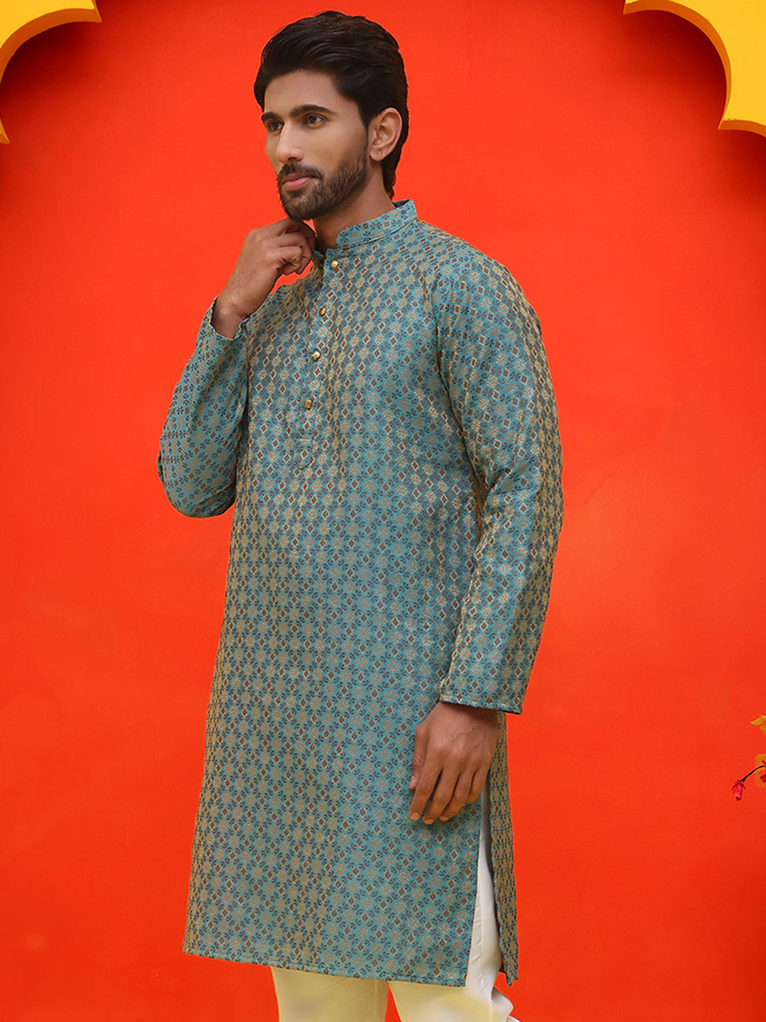 Jacquard Silk Straight Kurtas