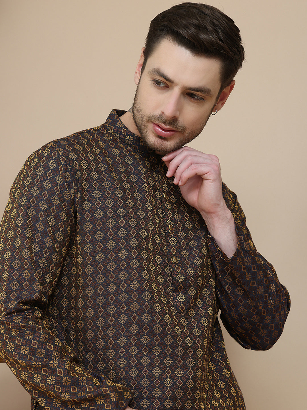 Jacquard Silk Straight Kurtas