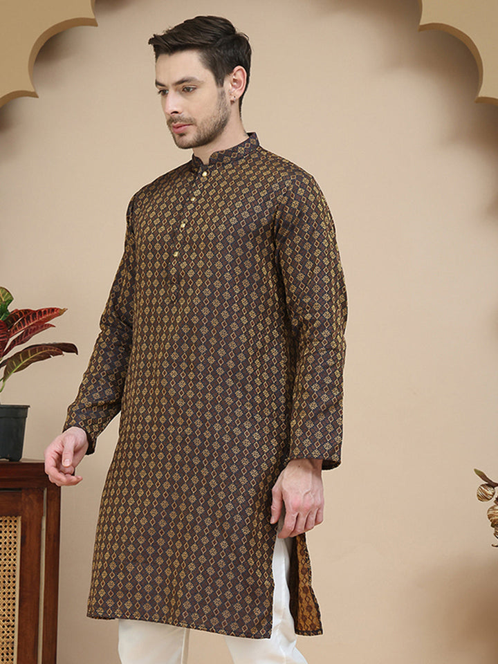 Jacquard Silk Straight Kurtas