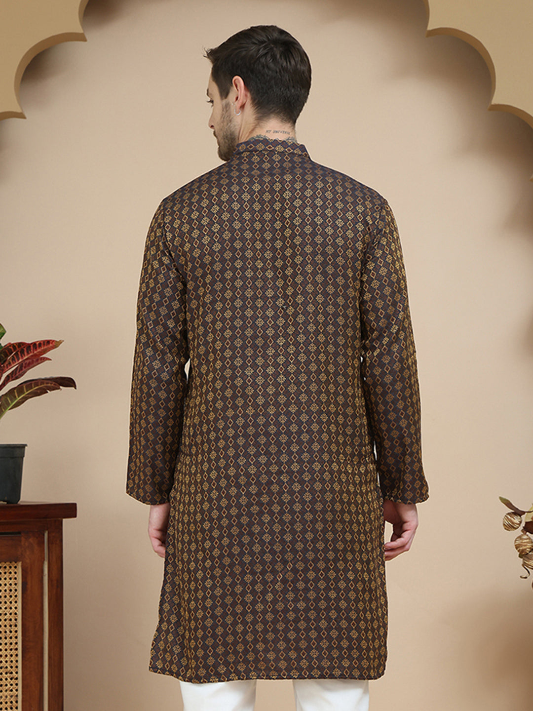 Jacquard Silk Straight Kurtas