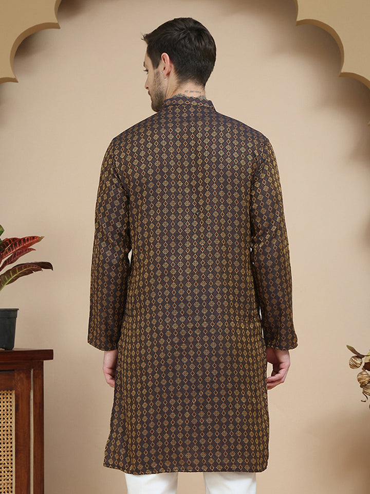 Jacquard Silk Straight Kurtas