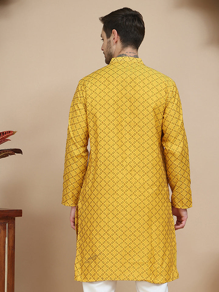 Jacquard Silk Straight Kurtas