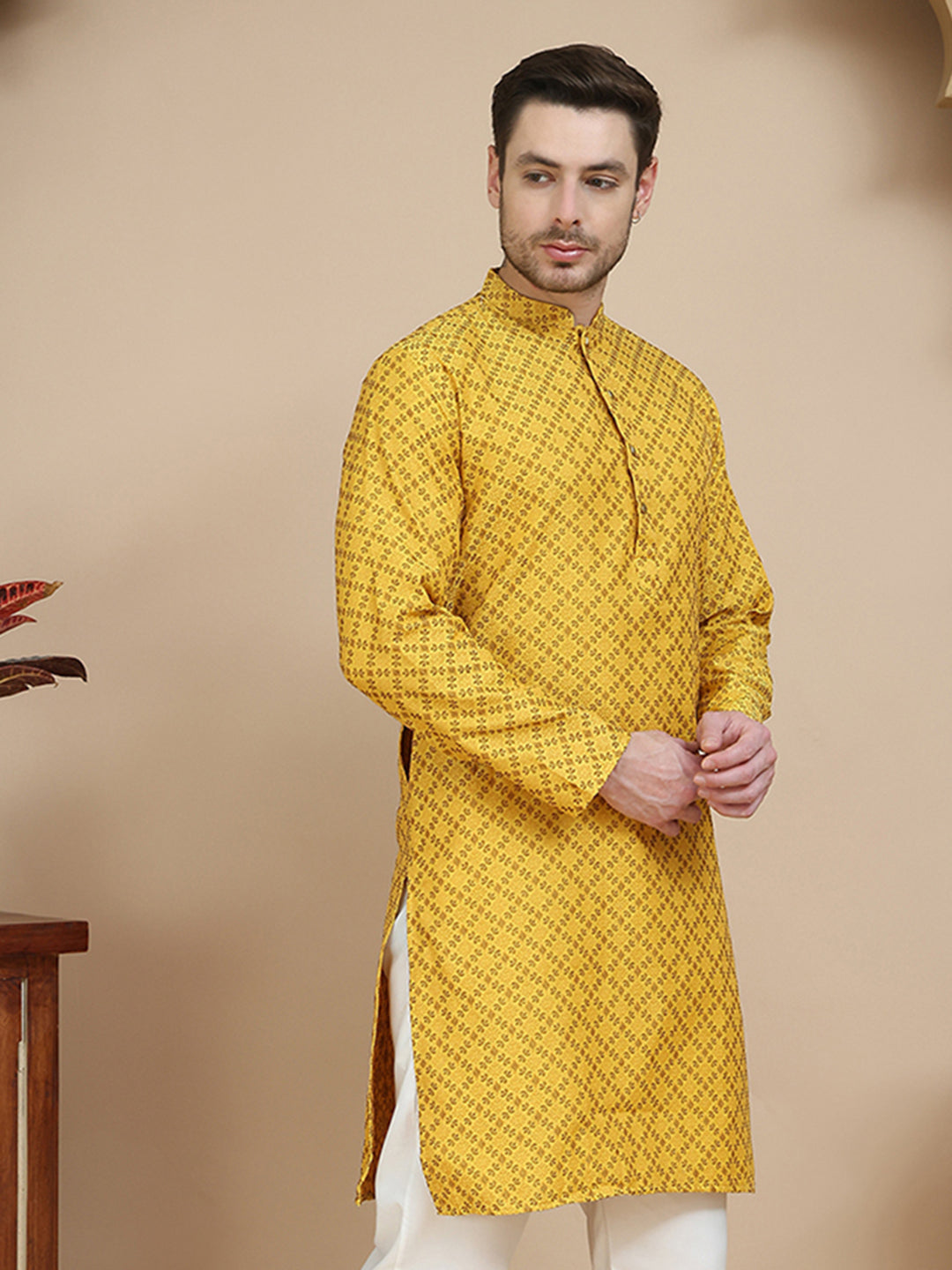Jacquard Silk Straight Kurtas