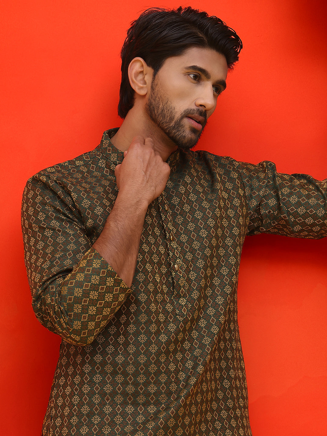 Jacquard Silk Straight Kurtas