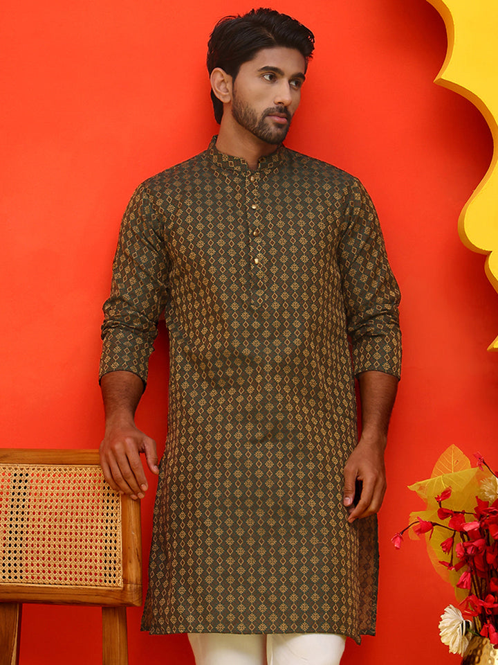 Jacquard Silk Straight Kurtas
