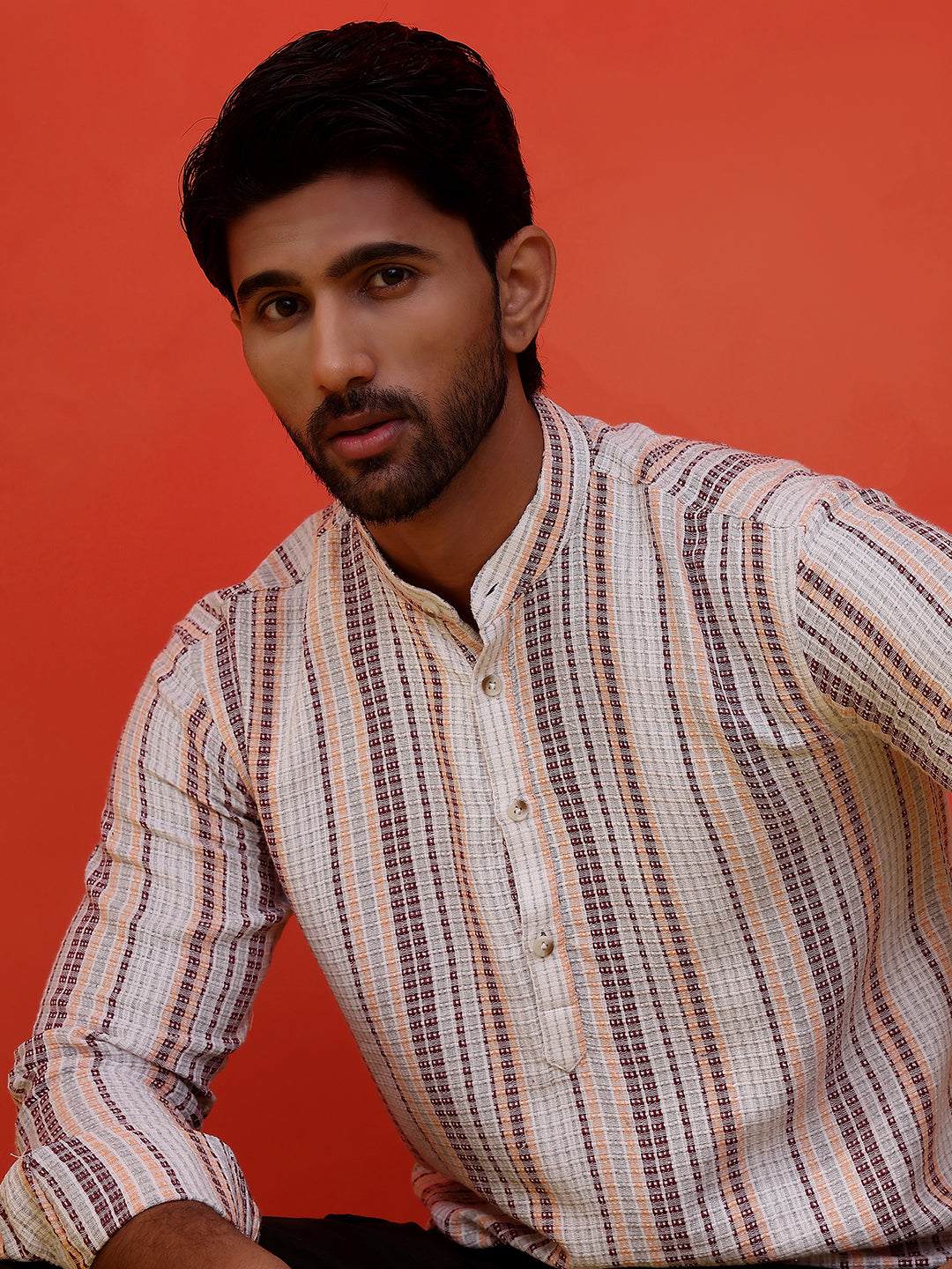 Striped Cotton Short Kurtas