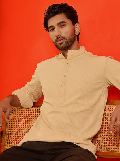 Solid Cotton Blend Short Kurta