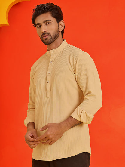 Solid Cotton Blend Short Kurta
