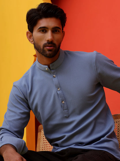 Solid Cotton Blend Short Kurta