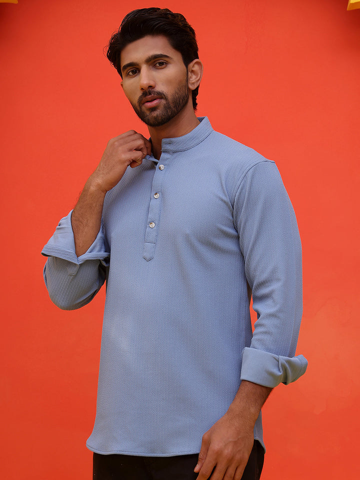 Solid Cotton Blend Short Kurta