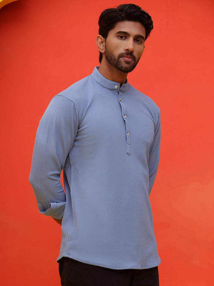 Solid Cotton Blend Short Kurta