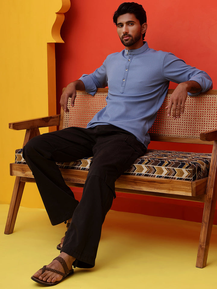 Solid Cotton Blend Short Kurta