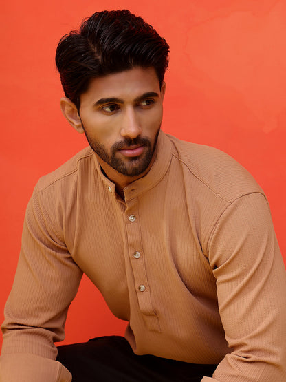 Solid Cotton Blend Short Kurta