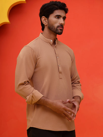 Solid Cotton Blend Short Kurta