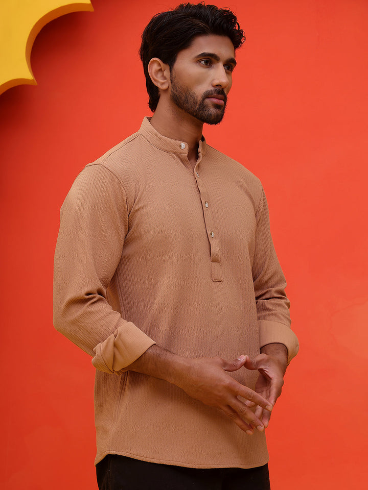Solid Cotton Blend Short Kurta