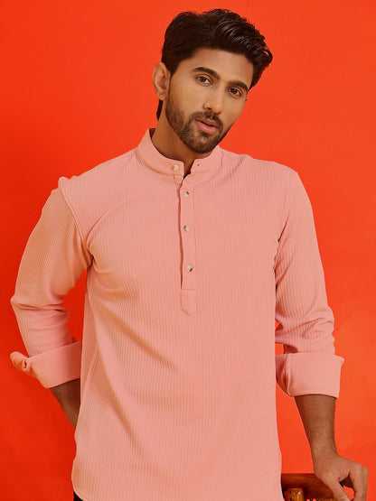 Solid Cotton Blend Short Kurta