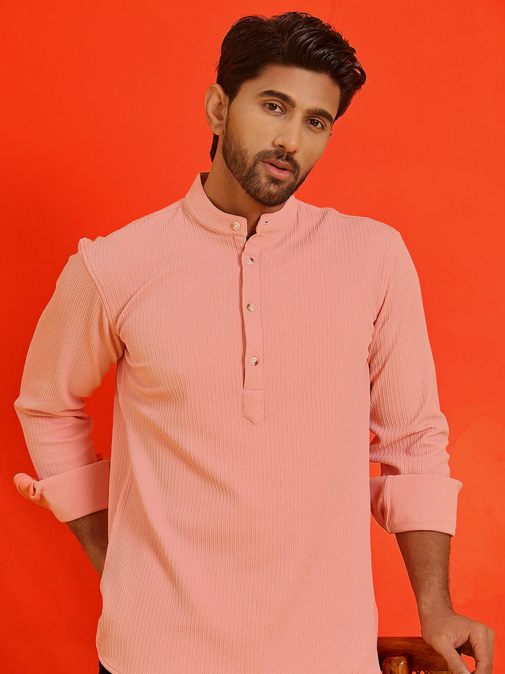 Solid Cotton Blend Short Kurta