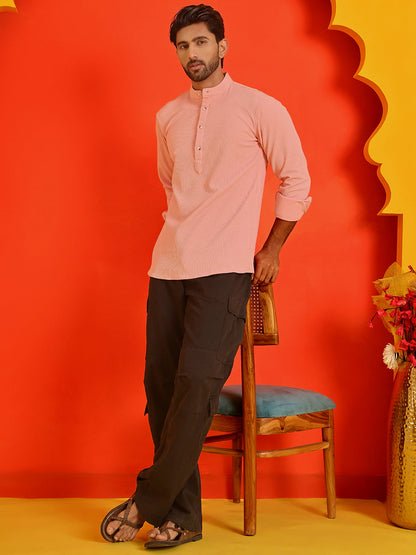Solid Cotton Blend Short Kurta