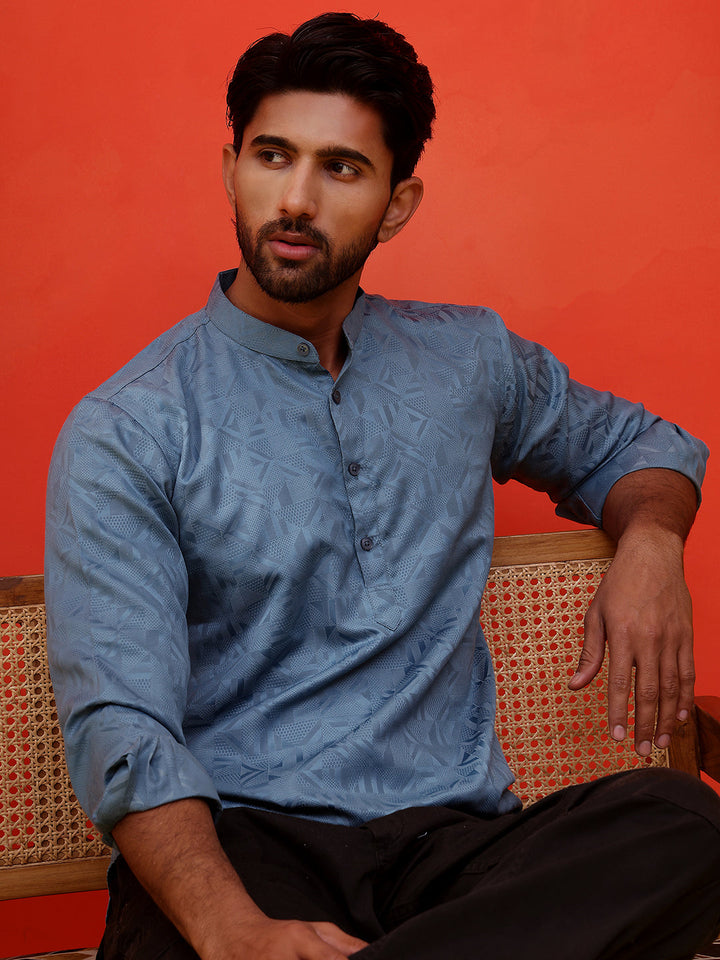 Woven Design Short Kurta For Men