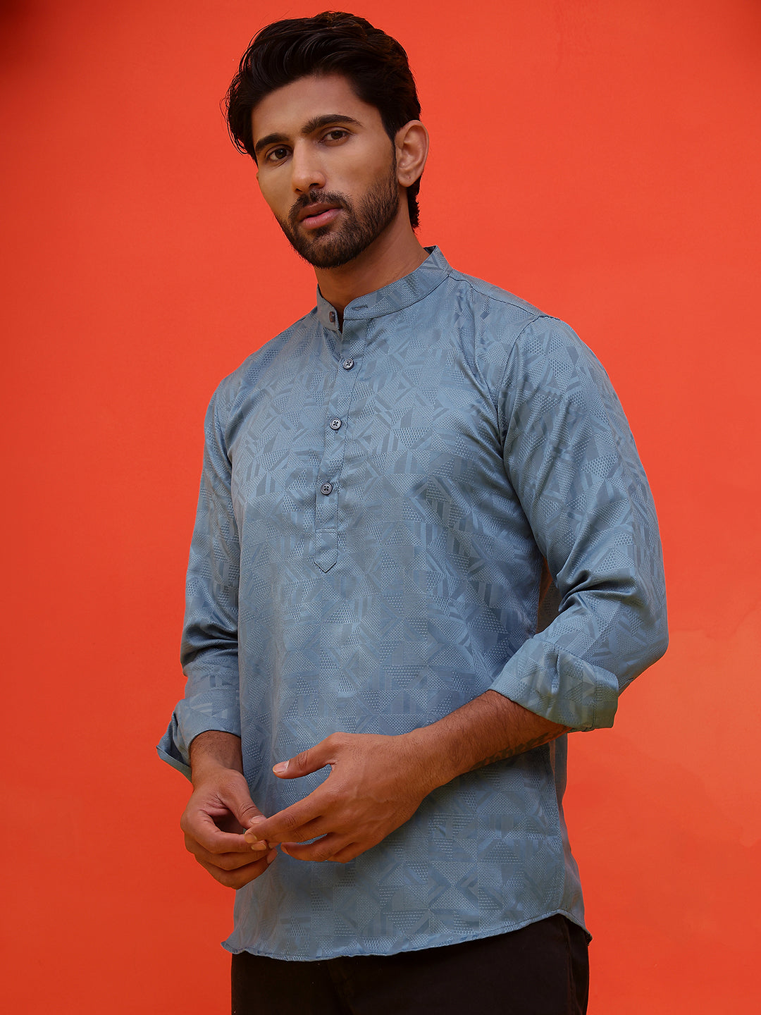Woven Design Short Kurta For Men