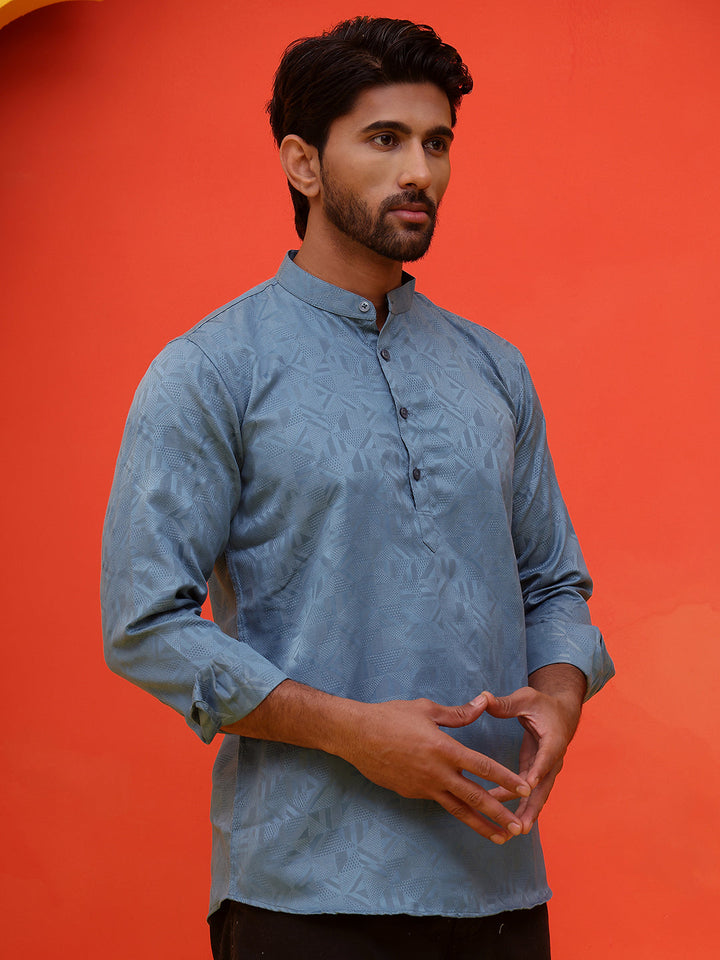 Woven Design Short Kurta For Men
