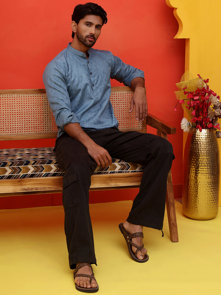 Woven Design Short Kurta For Men