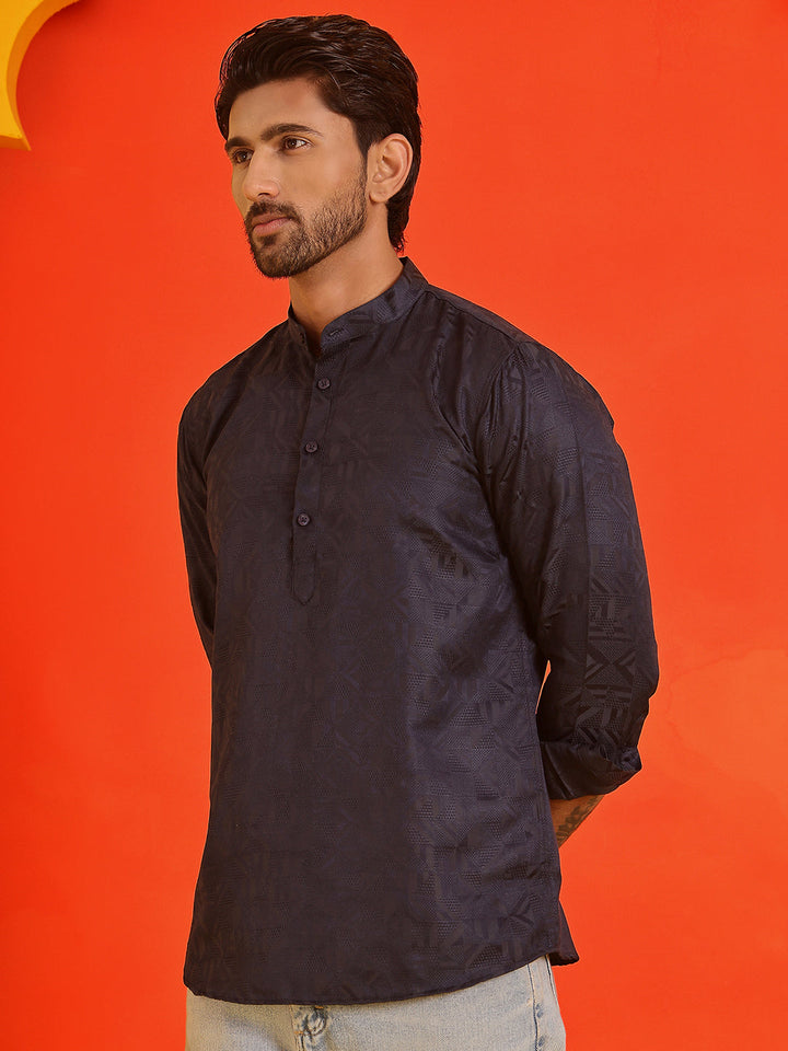 Woven Design Short Kurta For Men