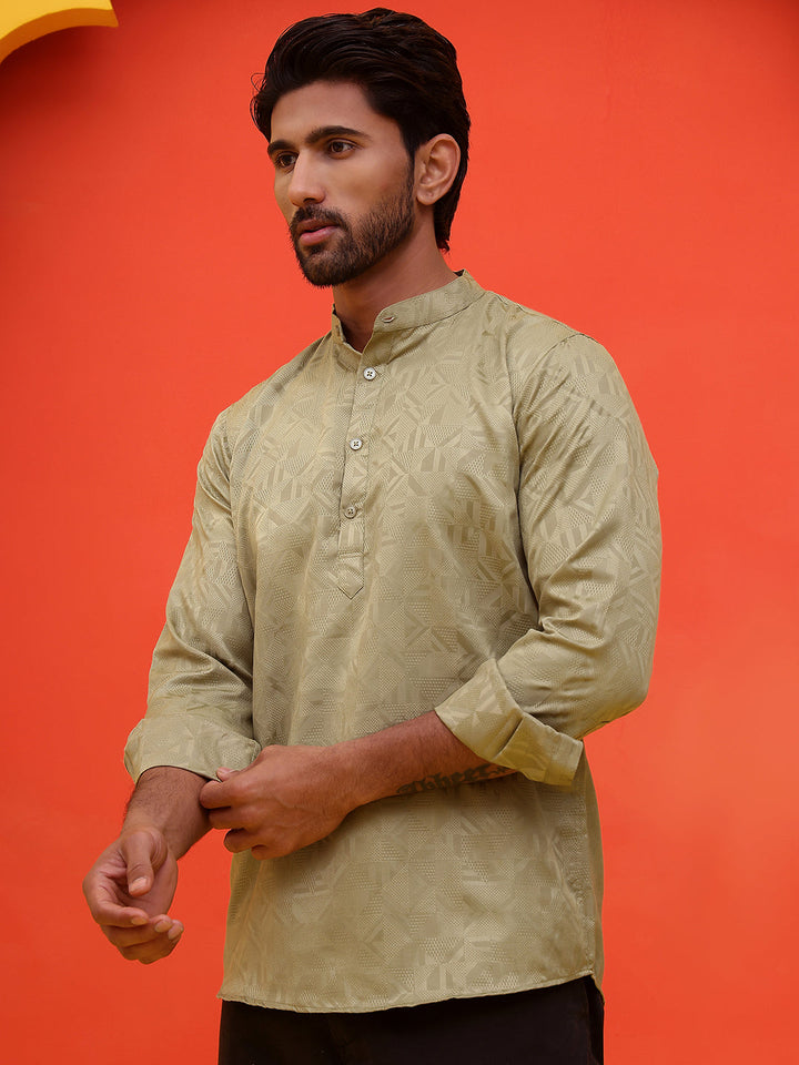 Woven Design Short Kurta For Men