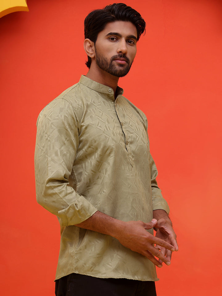 Woven Design Short Kurta For Men