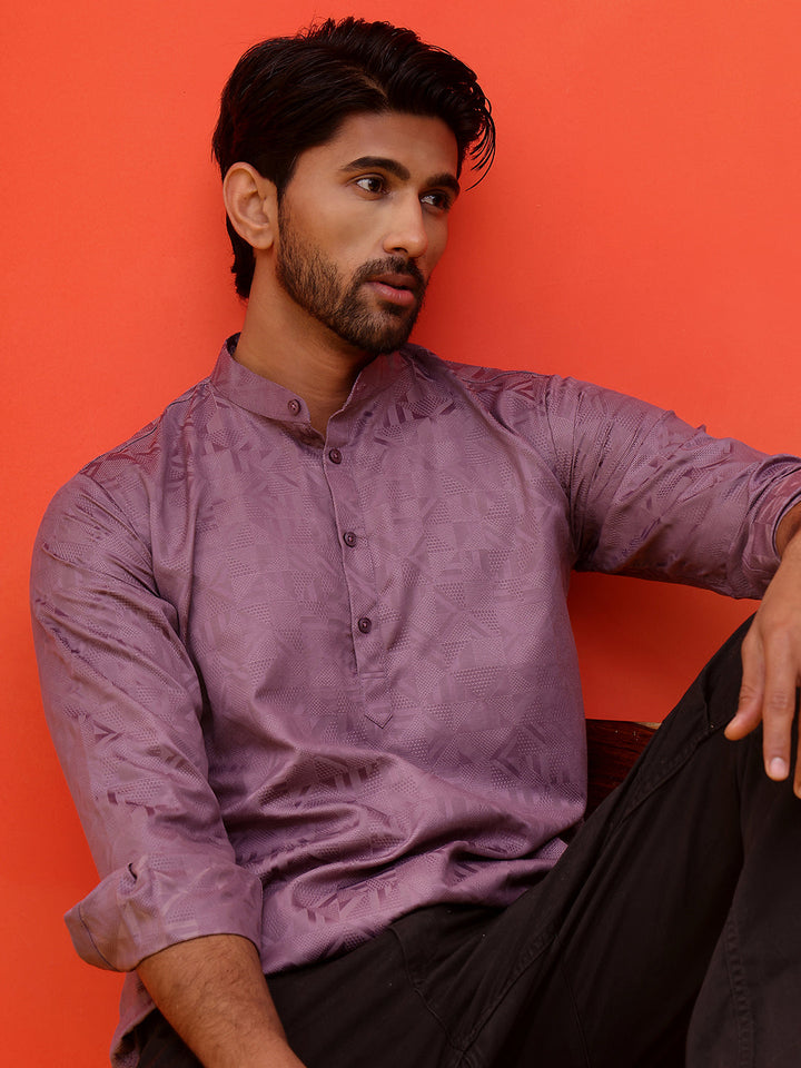 Woven Design Short Kurta For Men