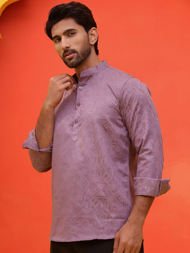 Woven Design Short Kurta For Men