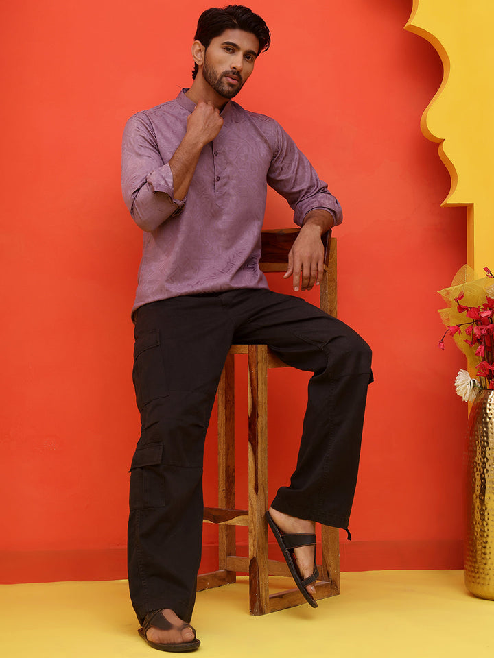 Woven Design Short Kurta For Men