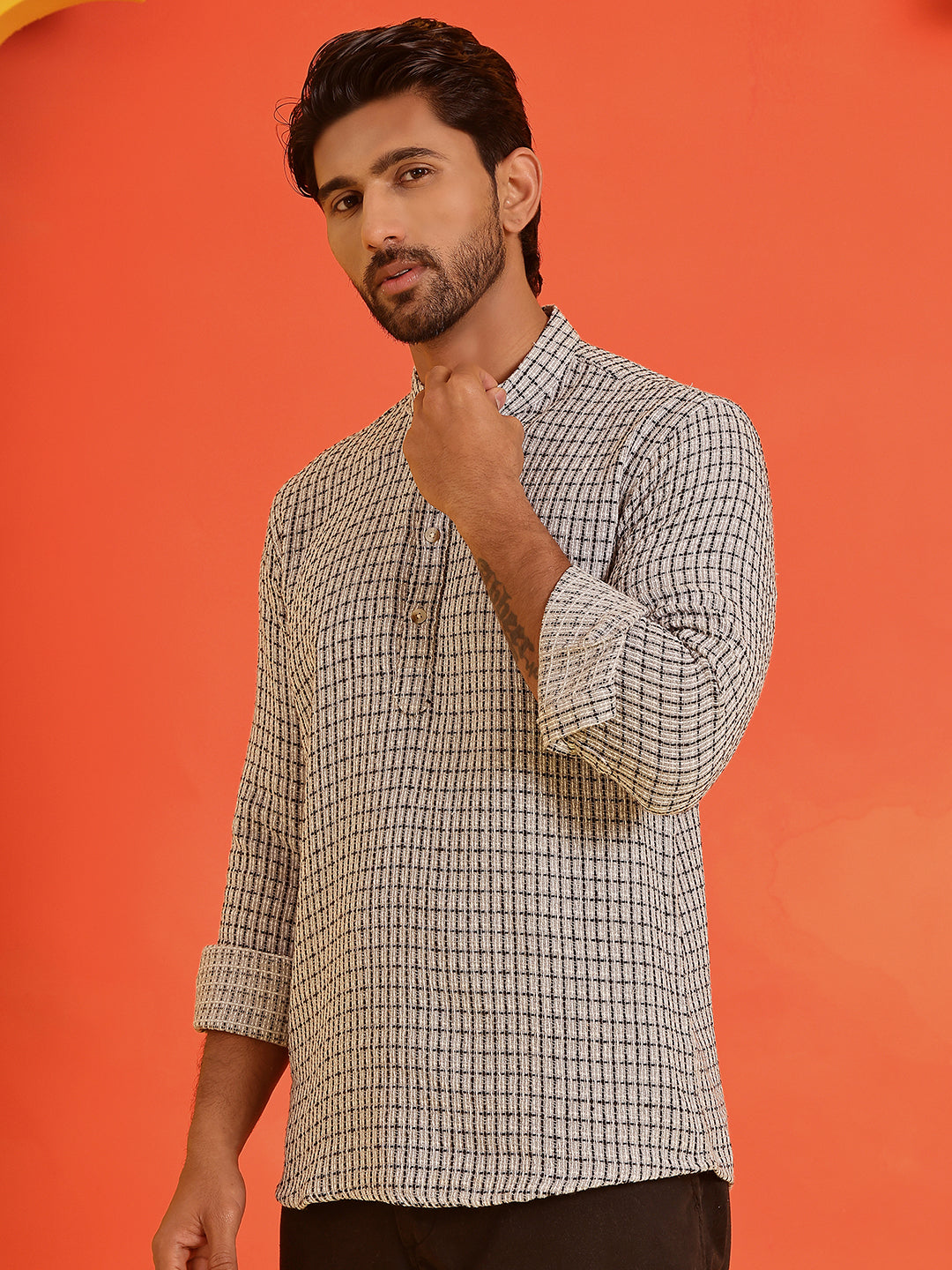 Checked Cotton Short Kurtas