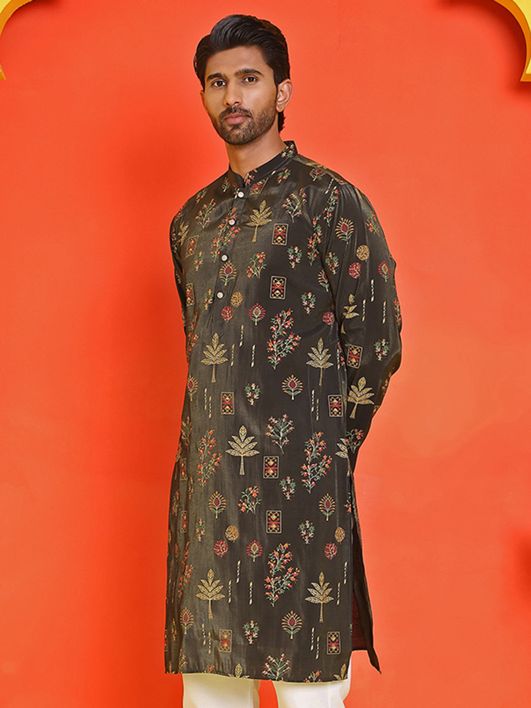 Printed Silk Blend Straight Kurtas.