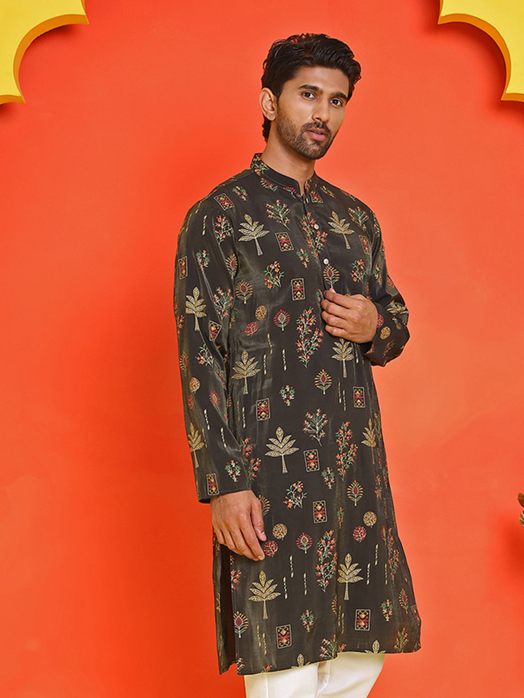 Printed Silk Blend Straight Kurtas.