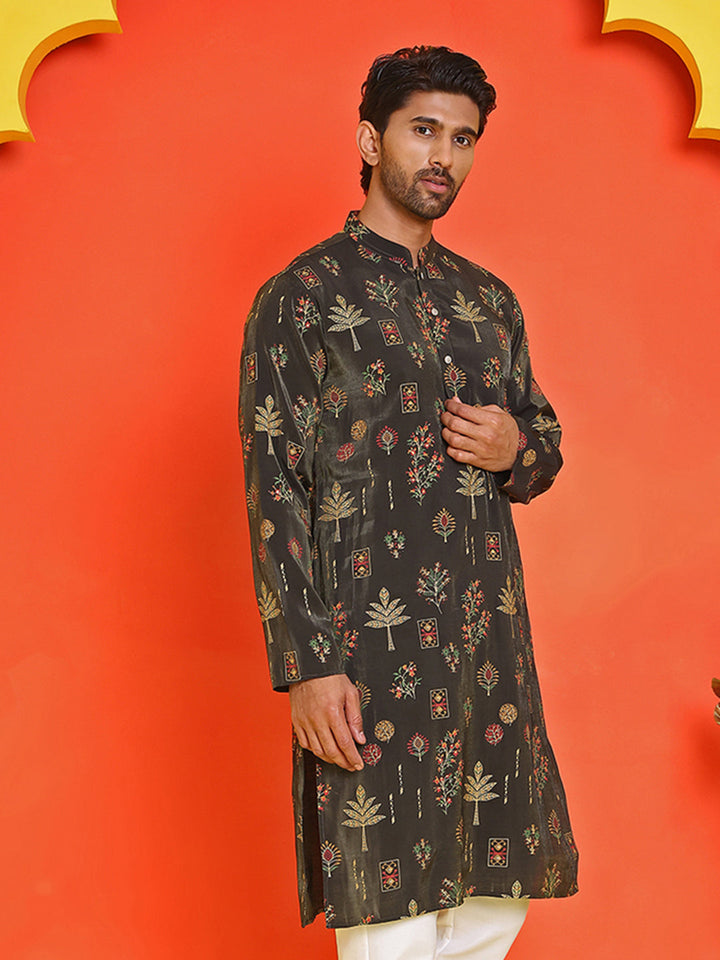 Printed Silk Blend Straight Kurtas.