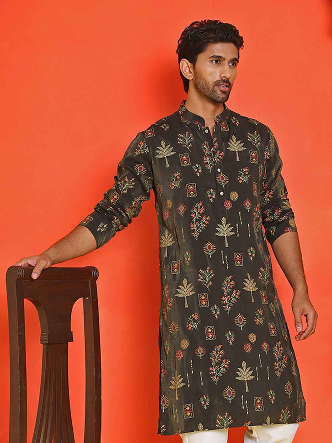 Printed Silk Blend Straight Kurtas.