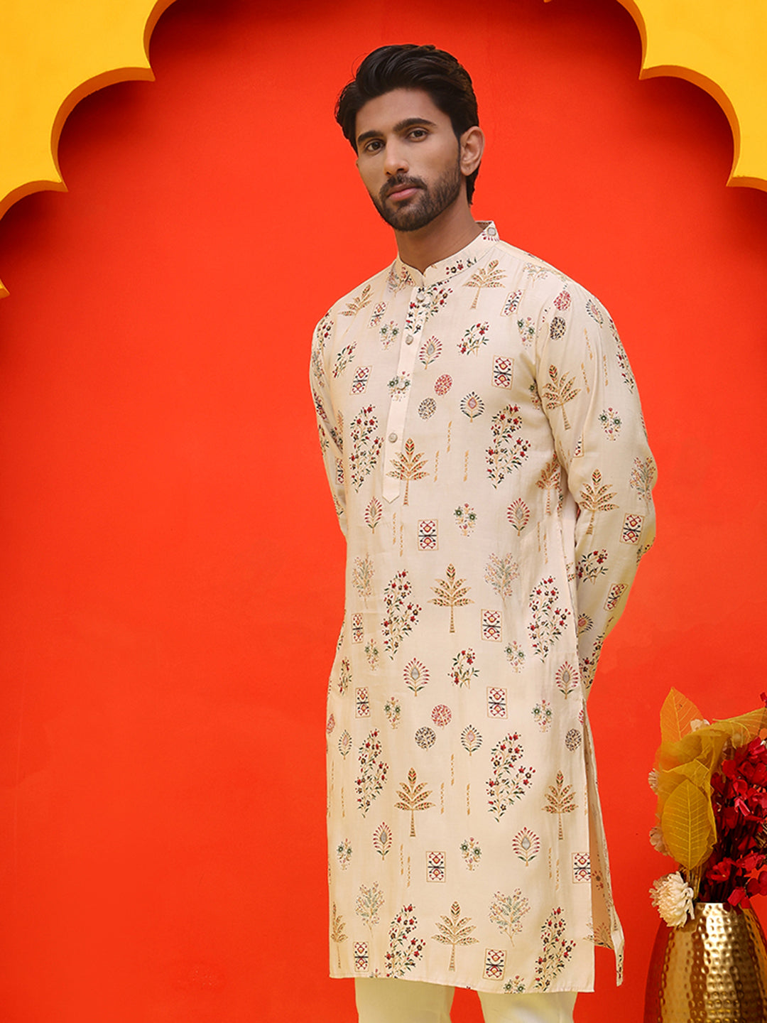 Printed Silk Blend Straight Kurtas.